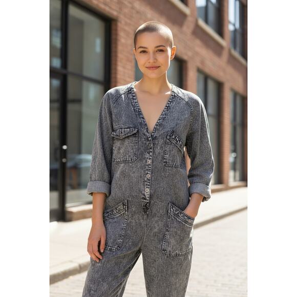 Vintage 1980s Mizz Lizz Acid Washed Denim Jumper Size Medium 6/8 - Picture 1 of 5